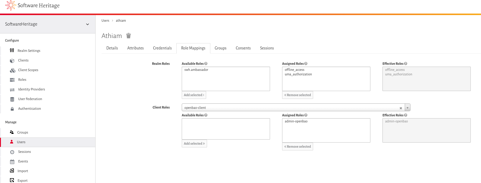 Configure users with the admin-openbao client role
